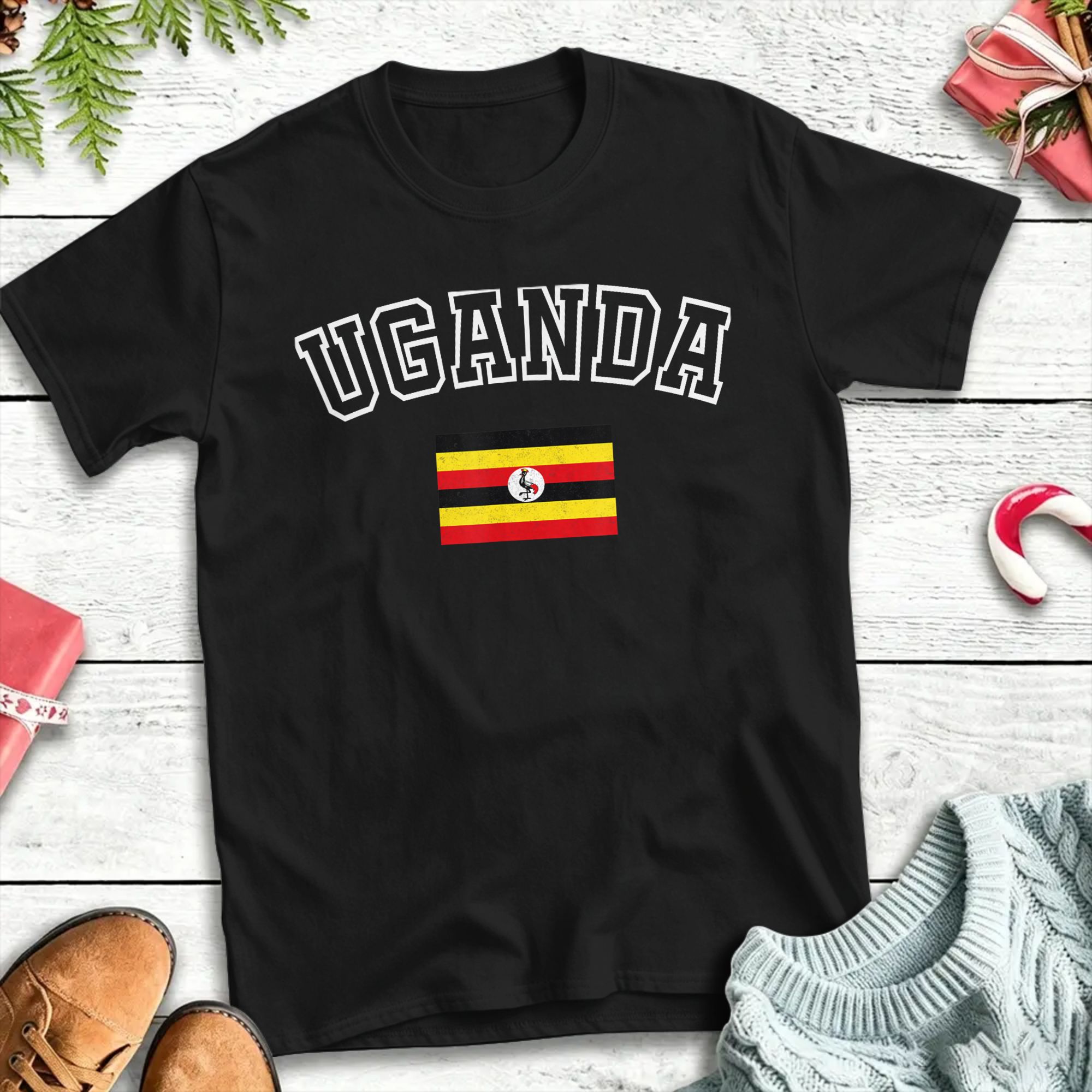 Men Fashion Uganda - Harajuku T-Shirt Summer Uganda Flag Fashion