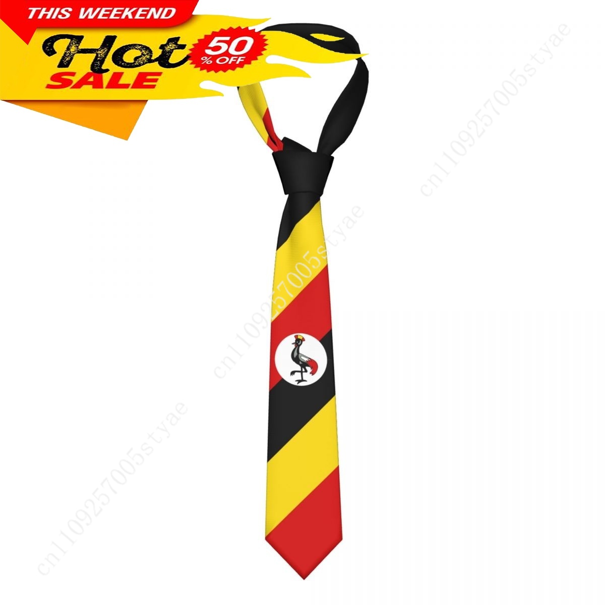 Men Fashion Uganda - Uganda Flag Tie Emblem Necktie Men