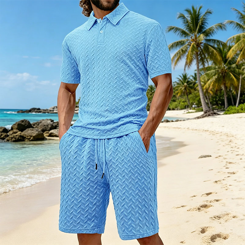 Men'S Fashion Polo Shirt - Men's summer lapel jacquard thin short-sleeved