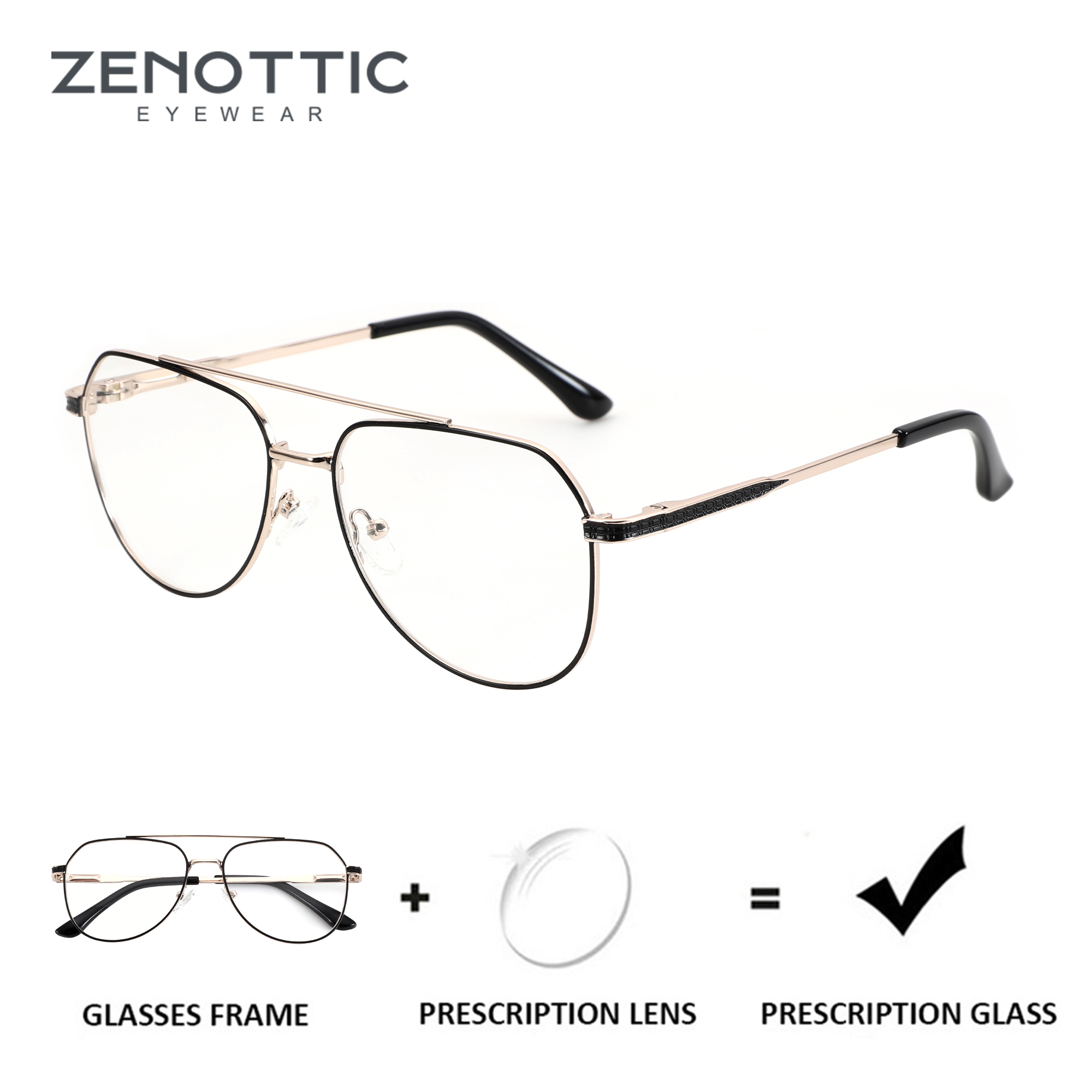 Men'S Fashion Glasses 2026 - ZENOTTIC 2026 Fashion Aviator Prescription Eyeglasses