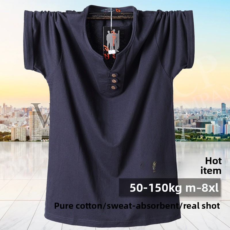 Men'S Fashion For Big Guys - QICHE Heavy Cotton V Neck Tee