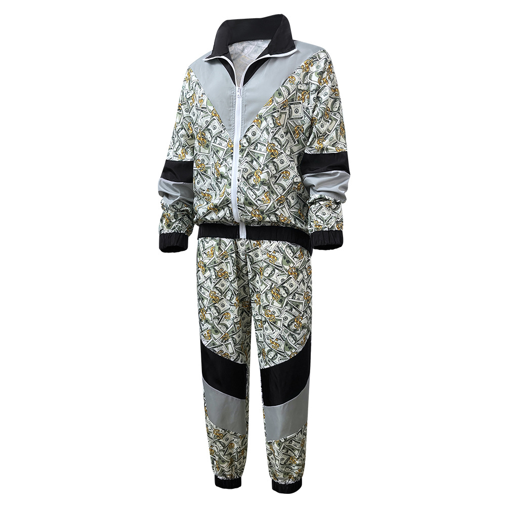 Men'S Fashion Trousers - 2pcs Set Fashion Printing Disco Sportswear