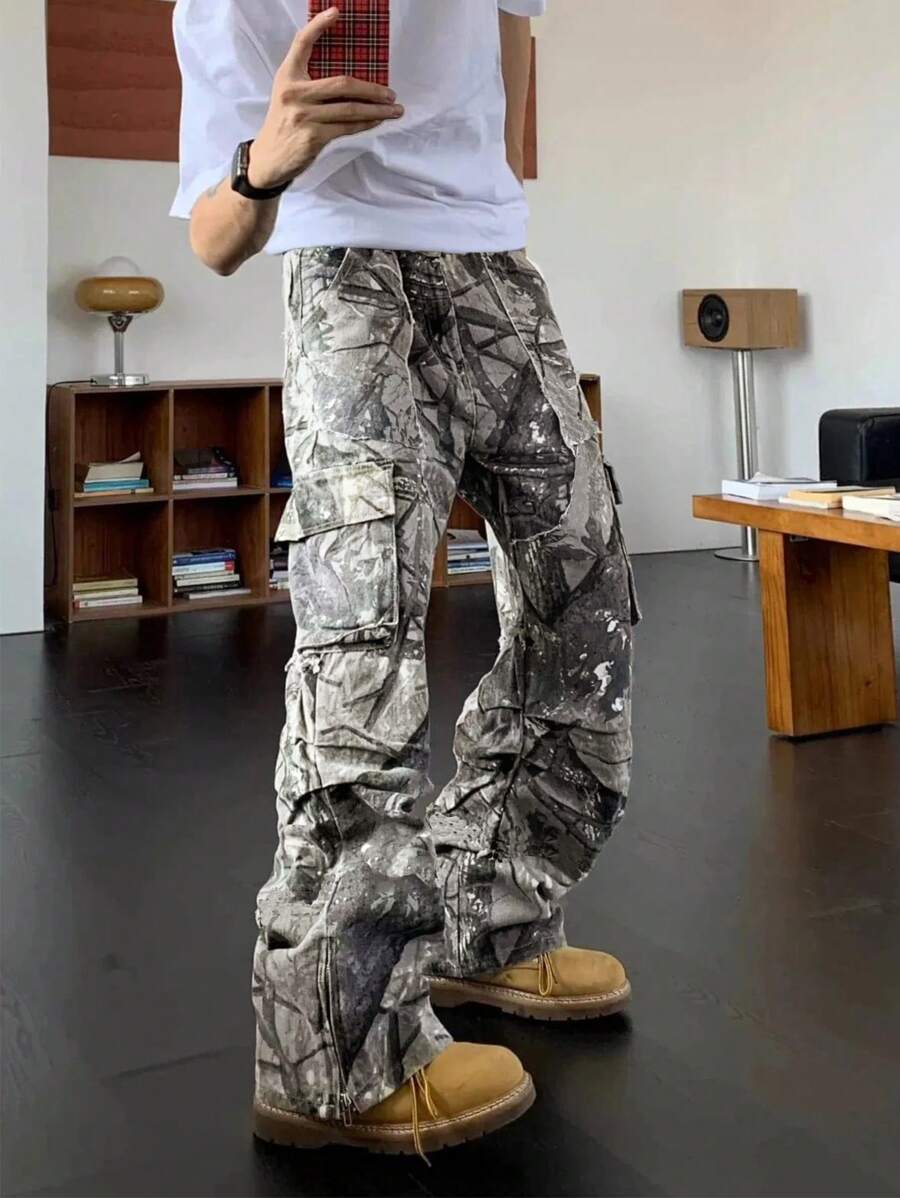 Men'S Fashion Trousers - Men's Fashion Cargo Pants With Leaf