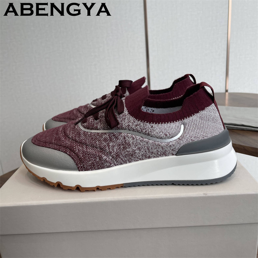 Mens Fashion Trainers - Men New Multicolour Knitted loafers Shoes