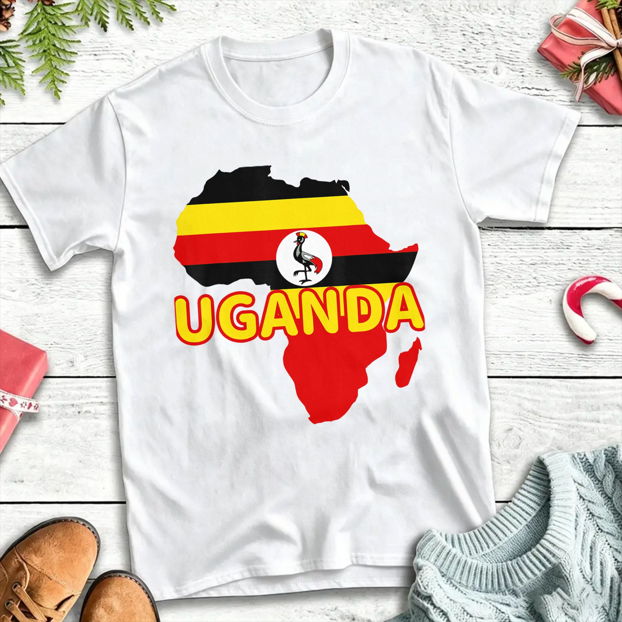 Men Fashion Uganda - Uganda Ugandan Pride Flag Map Africa