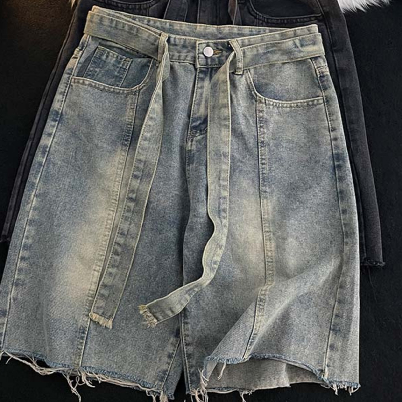 Summer Thin Fringed Denim Shor - Men'S Fashion Trousers 评论和价格