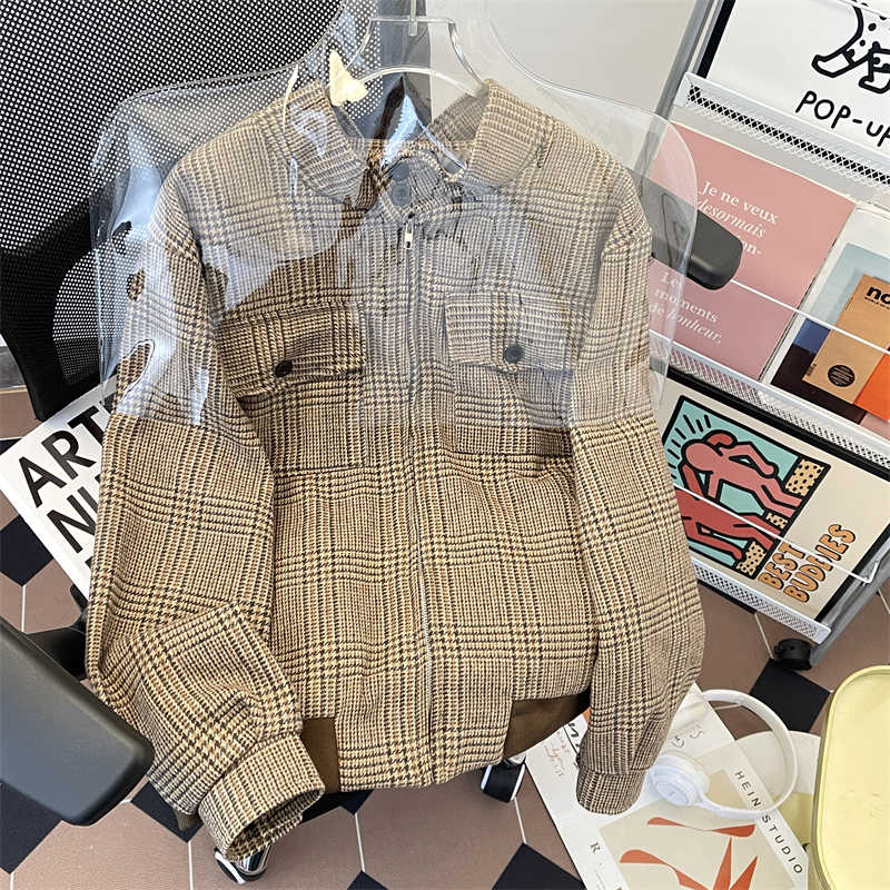 Women's Brown Plaid Autumn Jac - Harrington Jacket 评论和价格