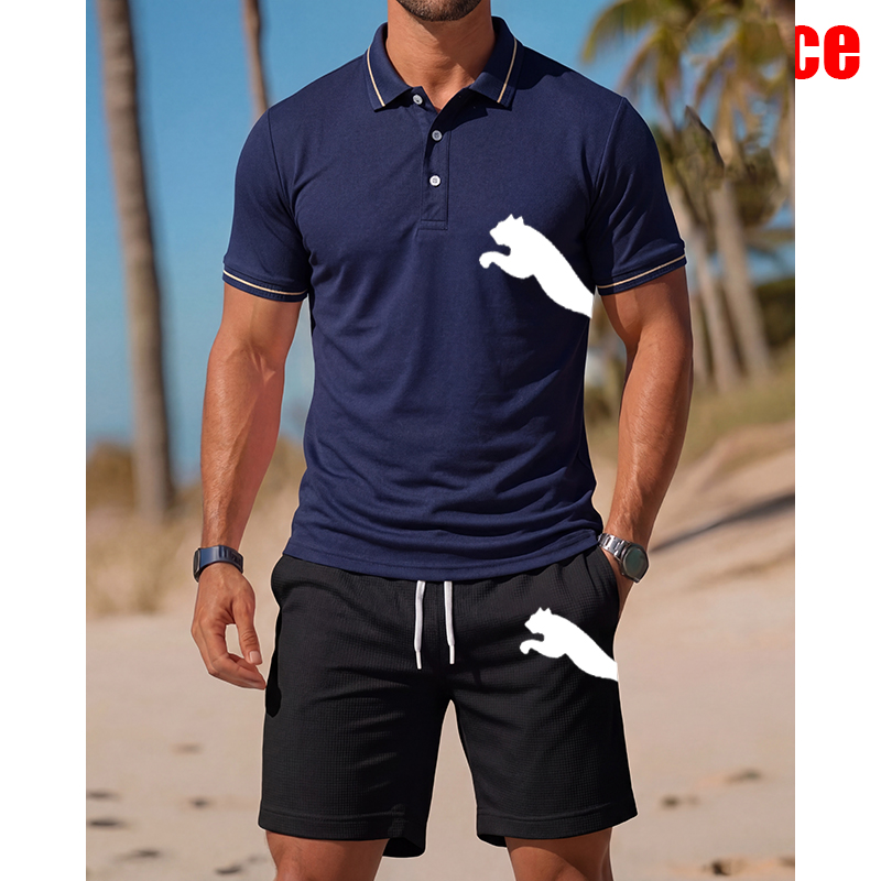 Men's Casual Short-Sleeved Pol - Men'S Fashion Polo Shirt 评论和价格