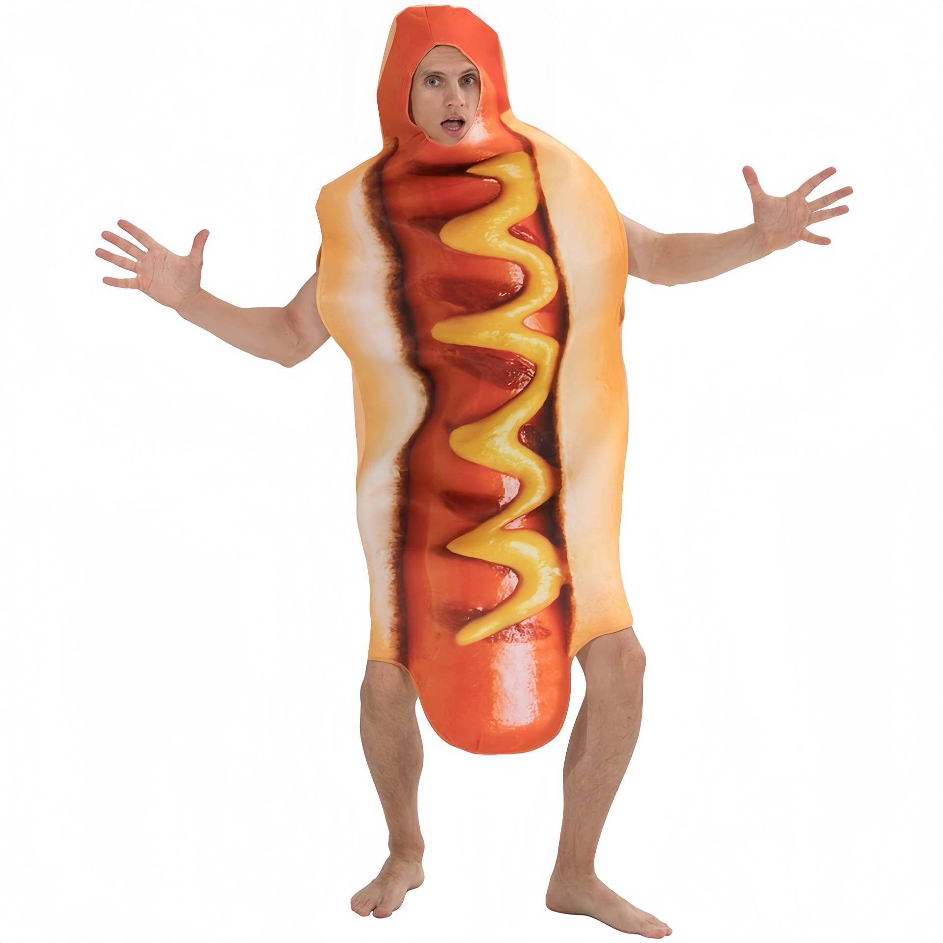 Funny 3D Print Hot Dog Hooded  - Mens Fashion Jumpsuit 评论和价格