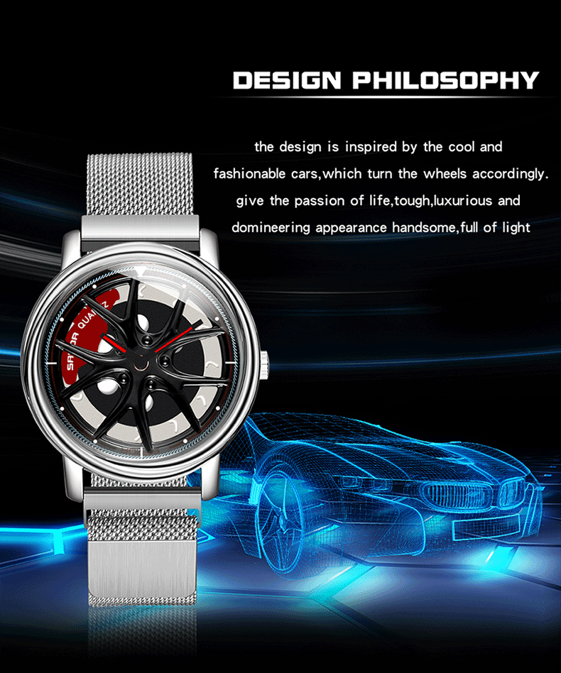 Men Watch Car Wheel Rim Hub Di - Men'S Fashion Hub 评论和价格