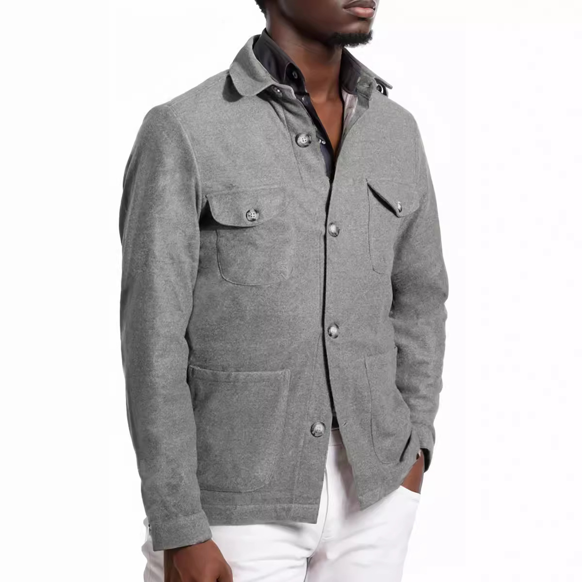 Wool Blend Jacket Man Classic  - Mens Fashion Style Images 评论和价格