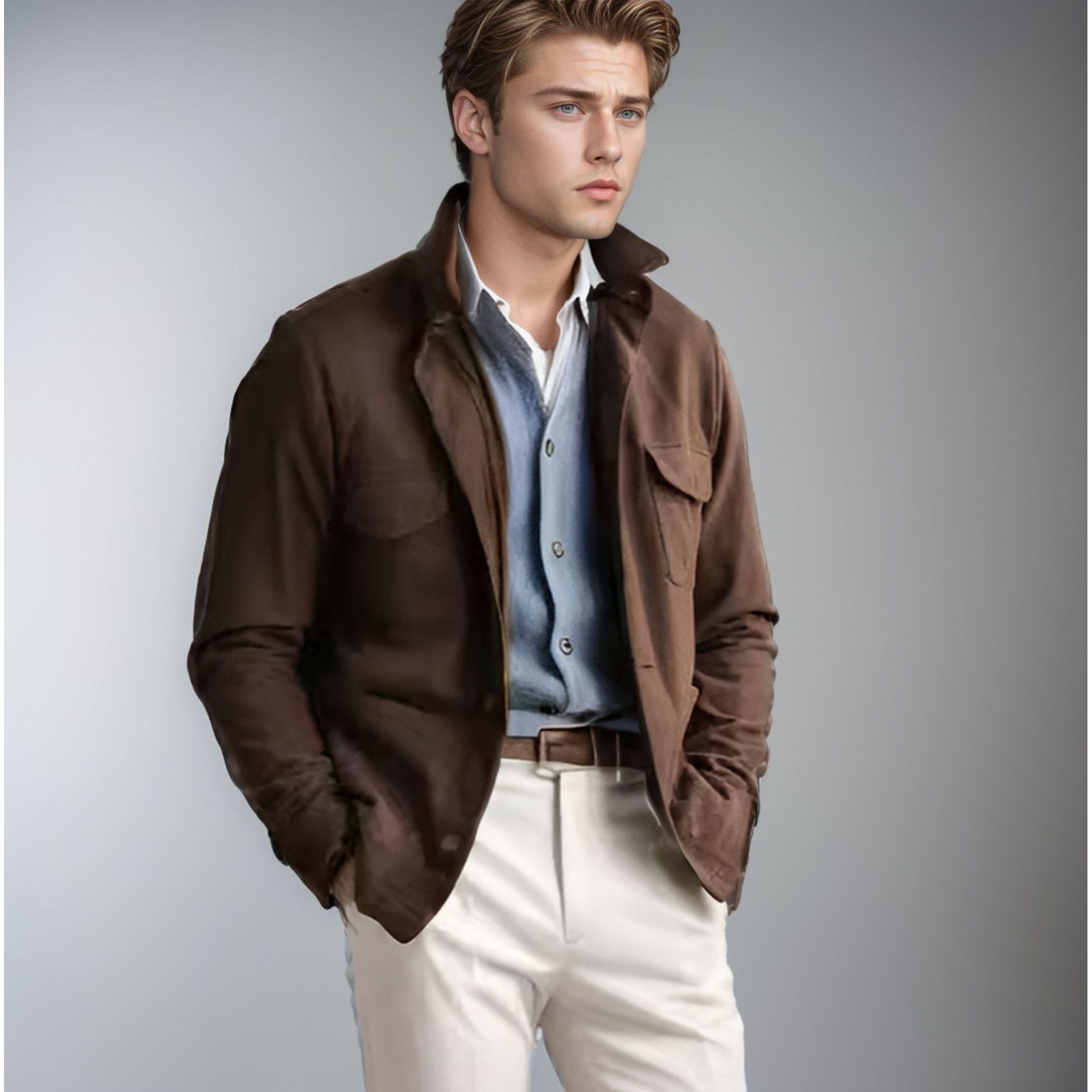 Wool Blend Jacket Man Classic  - Mens Fashion Style Images 评论和价格