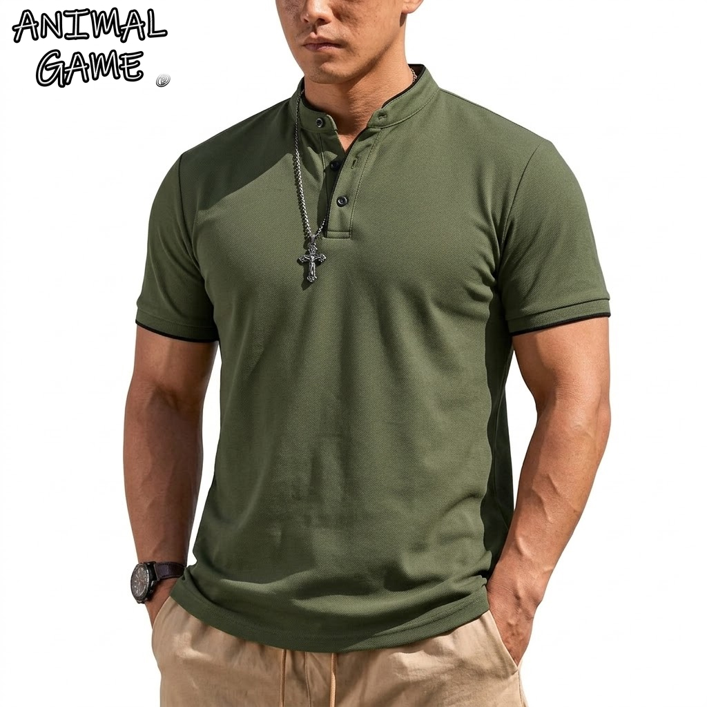 Summer Short Sleeve Henley Shi - Men'S Fashion Polo Shirt 评论和价格