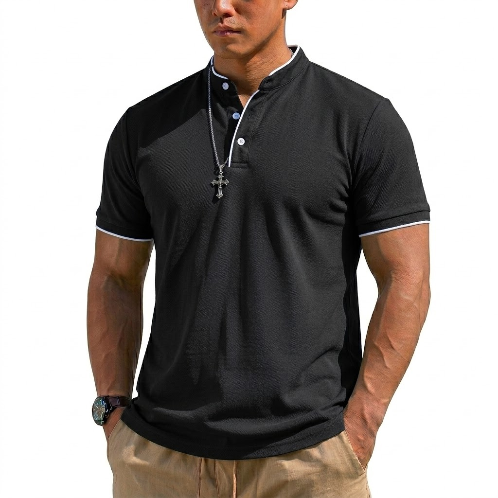 Summer Short Sleeve Henley Shi - Men'S Fashion Polo Shirt 评论和价格