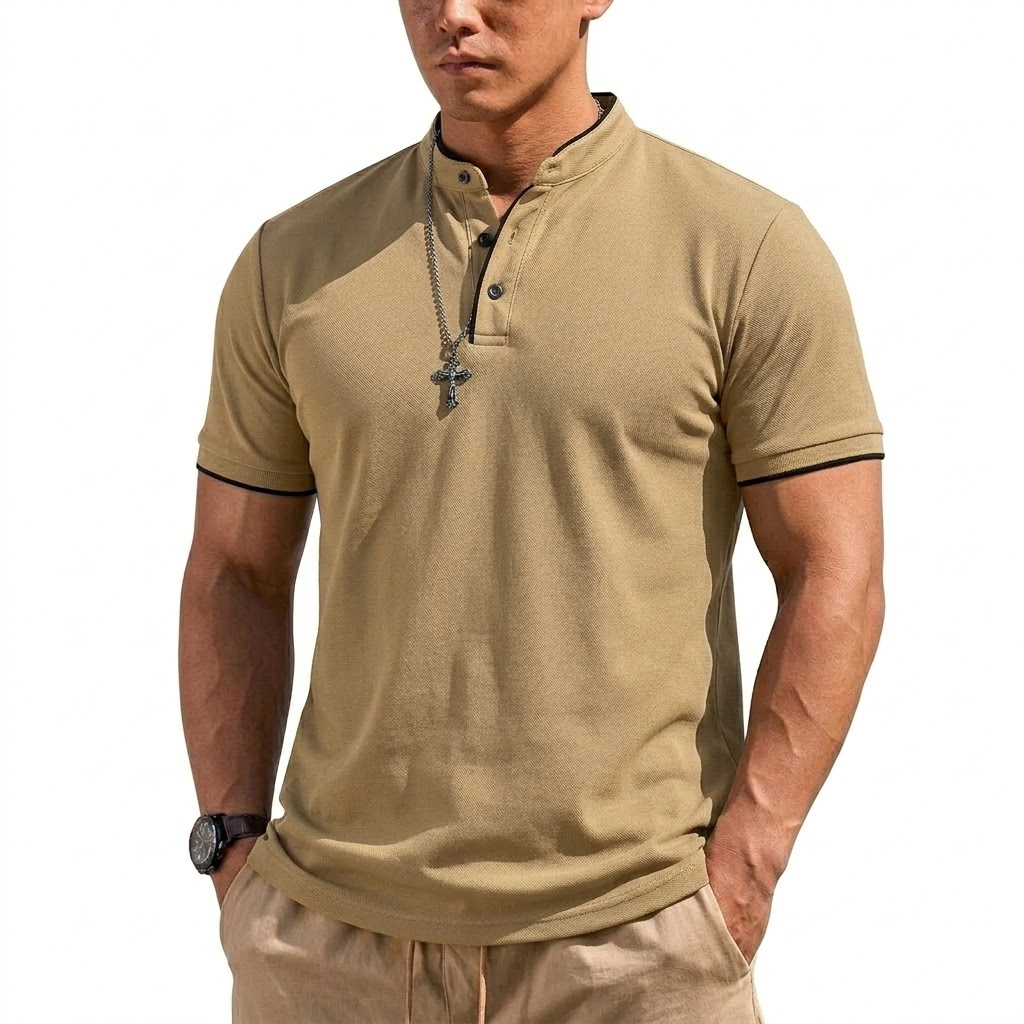 Summer Short Sleeve Henley Shi - Men'S Fashion Polo Shirt 评论和价格