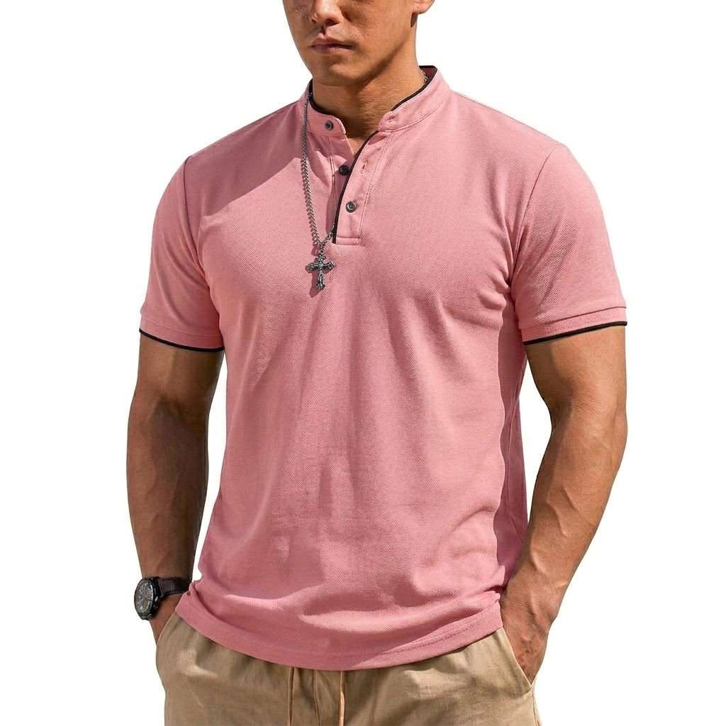 Summer Short Sleeve Henley Shi - Men'S Fashion Polo Shirt 评论和价格