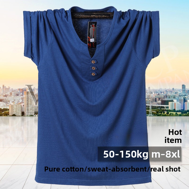QICHE Heavy Cotton V Neck Tee  - Men'S Fashion For Big Guys 评论和价格