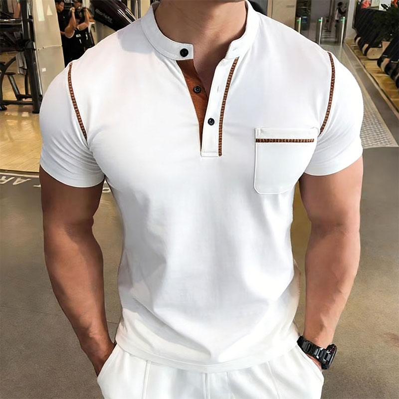 New Summer Men's Henry Collar  - Men'S Fashion Polo Shirt 评论和价格